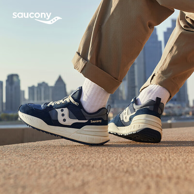 PLUS会员：saucony 索康尼 SHADOW 5000X休闲运动鞋男女复古情侣老爹鞋黑米44 406.19