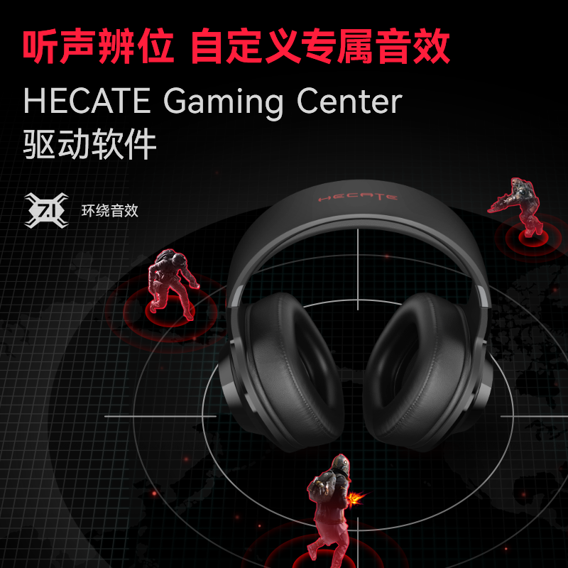 漫步者 HECATE G2 专业版 头戴式有线耳机 黑色 USB
