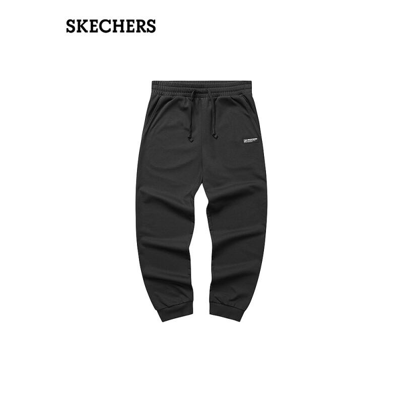 SKECHERS 斯凯奇 新款长裤男子缤纷休闲系列时尚束脚运动风 L322M053 碳黑/0018 L 