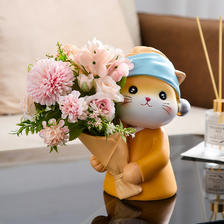 BOMAROLAN 堡玛罗兰 创意艺术猫花瓶捧花轻奢客厅干花插花客厅餐桌面电视柜