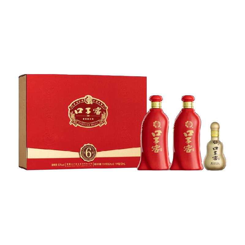 口子窖 6年型50度550ml*2瓶+100ml*1瓶白酒礼盒 211.97元（需用券）