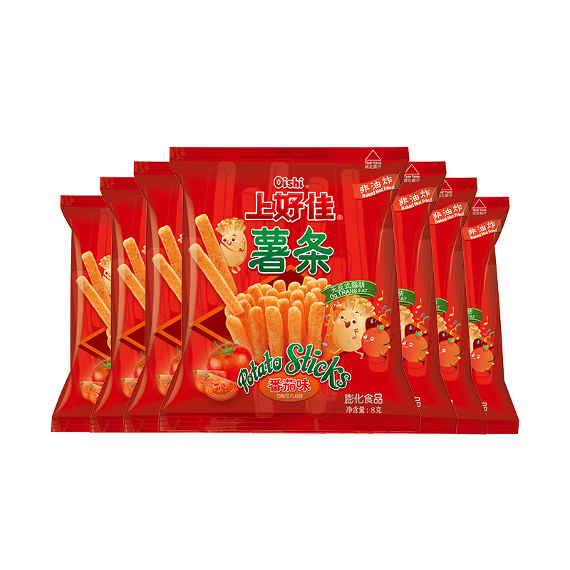 88VIP：Oishi 上好佳 番茄味薯条8g*20包虾条追剧办公室小吃零食休闲食品儿童 1
