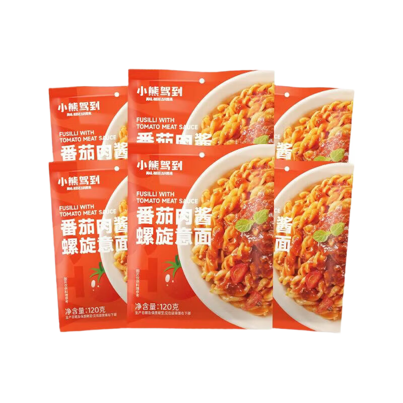 小熊驾到 番茄肉酱螺旋意面 120g×6袋 24.49元