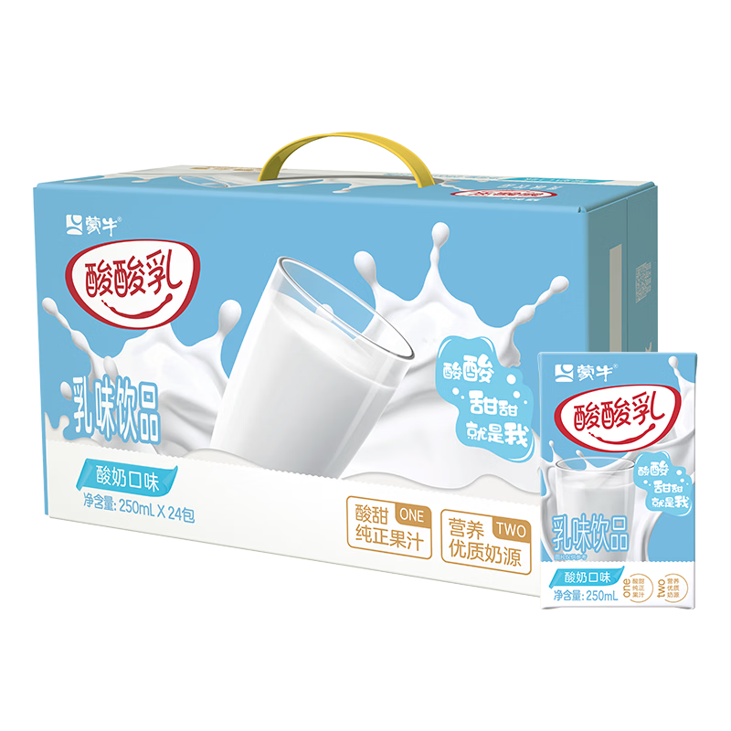需凑单、PLUS会员：蒙牛 酸酸乳 酸奶味 250ml 24盒＊4件 23.61元/件（共94.44元包