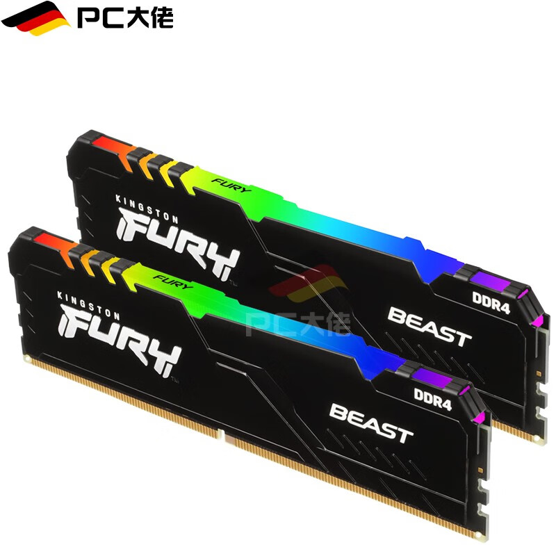 Kingston 金士顿 Fury系列 DDR4 3200MHz 台式机内存 灯条 黑色 RGB 16GB 8GBx2 HX432C16FB3A