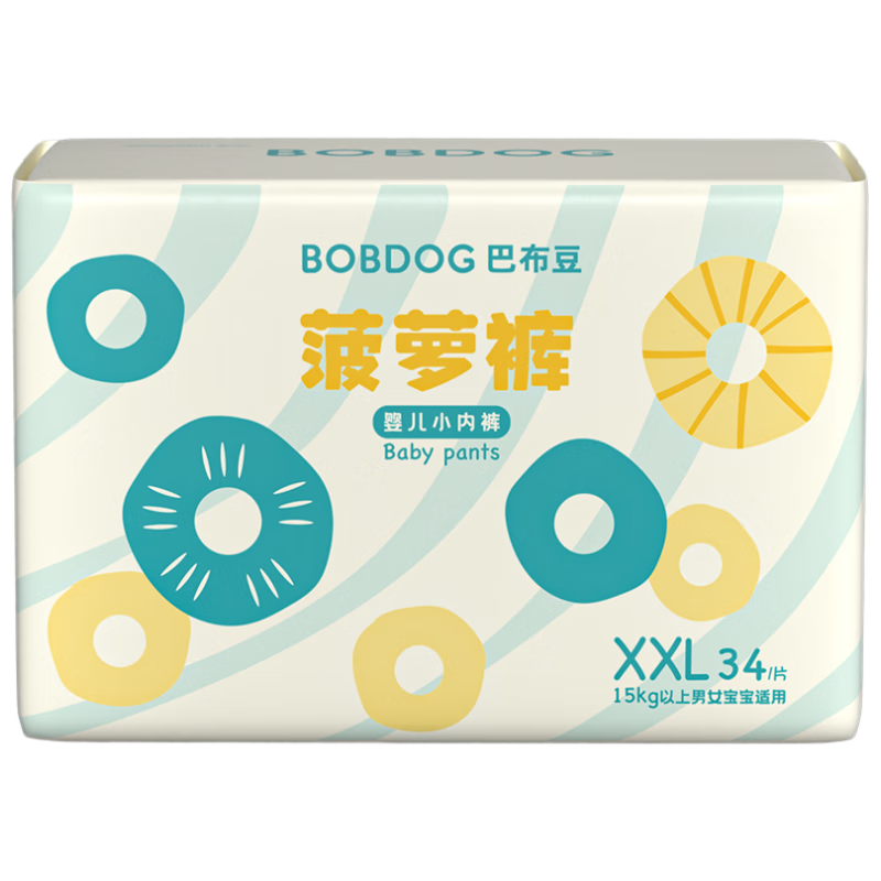 双11狂欢:巴布豆（BOBDOG）新菠萝拉拉裤XXL码34片(15kg以上)*4件 88元（合22元/件