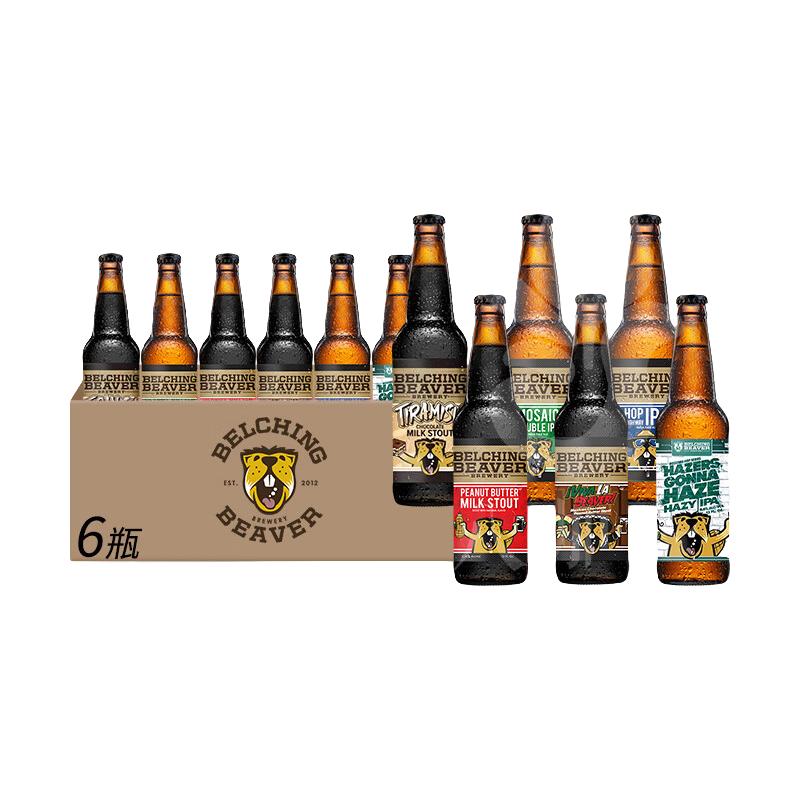 打嗝海狸 花生酱牛奶世涛 美国精酿啤酒 6口味 355mL 6瓶 组合装 打嗝海狸6口