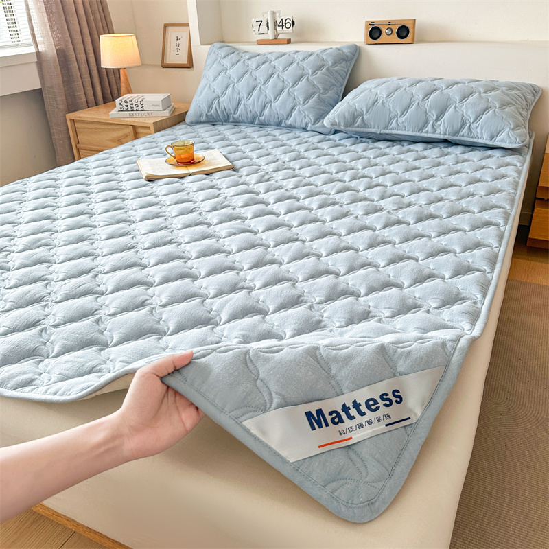 无印良品 MUJI 无印良品 新疆棉花薄款床垫 90*200cm 波浪格-天空蓝 129元