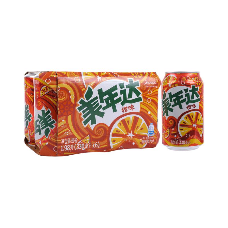 MIRINARA 美年达 百事可乐 美年达 Mirinda 橙味 可乐 碳酸饮料 330ml*6听 百事出品