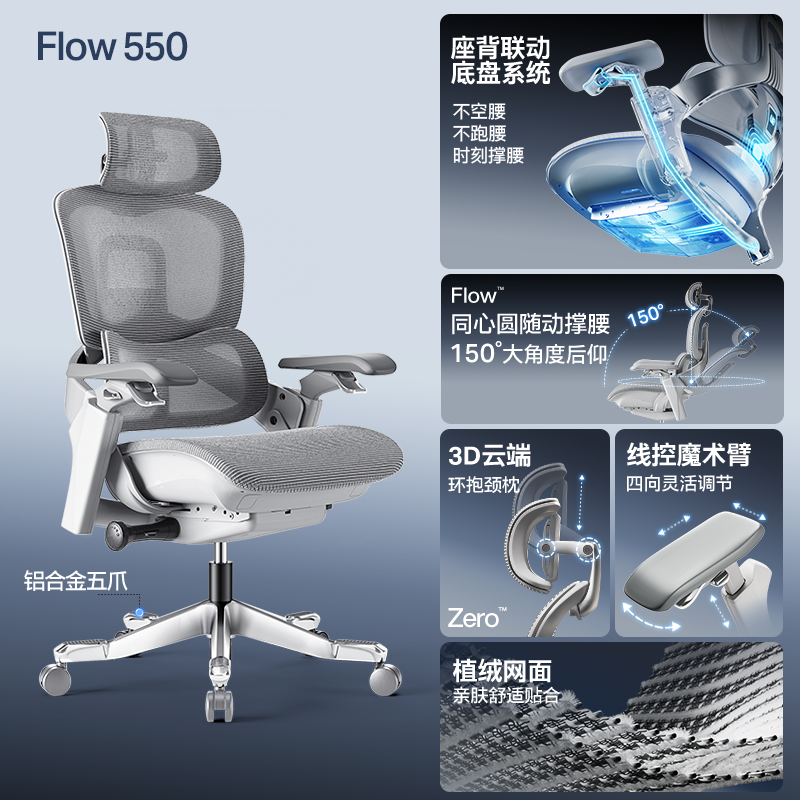 永艺 Flow550 人体工学电脑椅 1637.08元