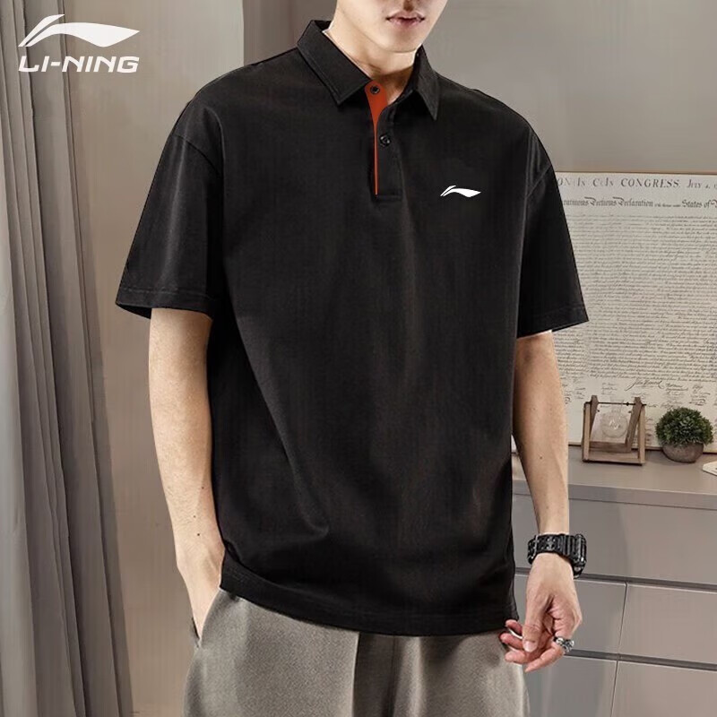 移动端：LI-NING 李宁 polo衫男短袖女夏季轻薄凉感冰丝t恤速干衣透气休闲翻