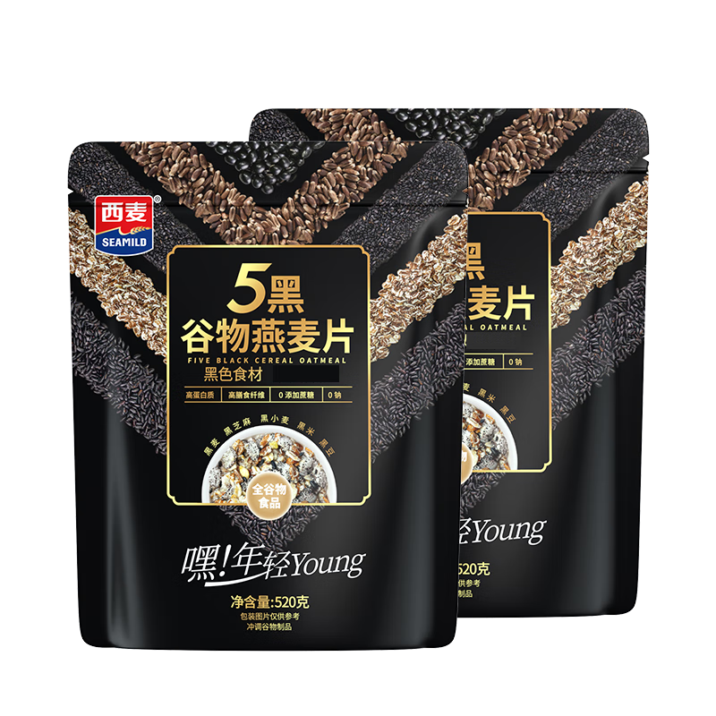 PLUS会员：西麦 5黑谷物燕麦片 520g/袋*2 26.67元（需领券）