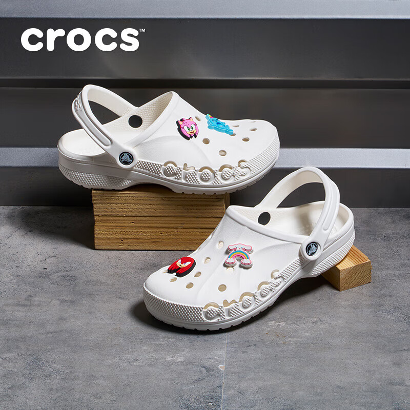 crocs 贝雅洞洞鞋男鞋女鞋轻便耐磨一脚蹬拖鞋休闲鞋|10126 白-100 39 (240mm) 162.5