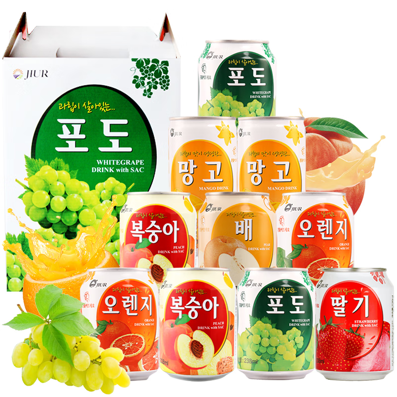 九日 韩国果汁饮料 混合口味 238ml*9罐 28.84元（需用券）