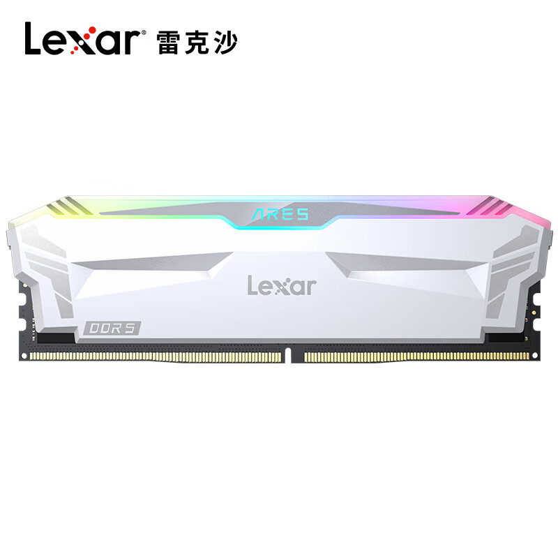 PLUS会员：Lexar 雷克沙 DDR5 6400 32GB 16G*2套条 电竞RGB灯内存条 Ares战神之刃 白