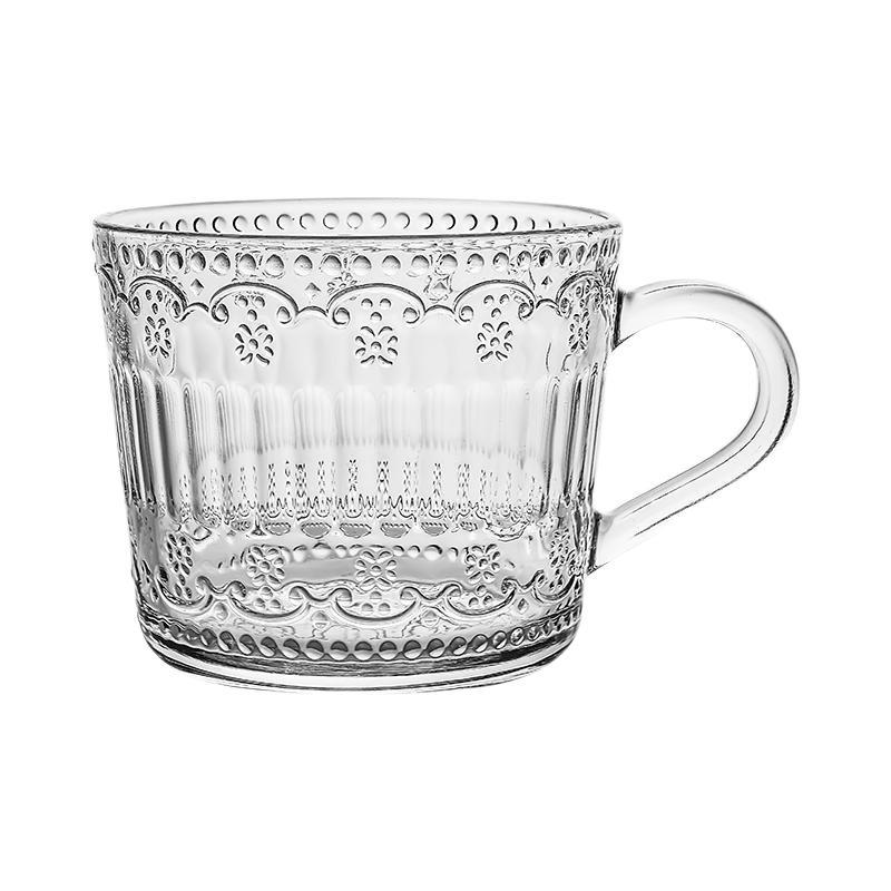 LOVWISH 乐唯诗 浮雕玻璃牛奶杯风简约玻璃杯早餐杯玻璃水杯牛奶杯玻璃茶杯
