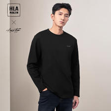 HLA 海澜之家 长袖T恤男春季24轻商务时尚系列圆领打底衫男 170/88A(M) 黑色（