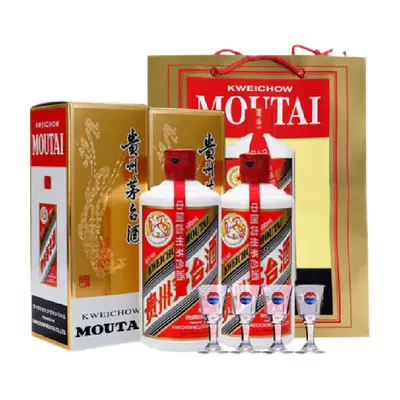 88VIP：MOUTAI 茅台 飞天茅台43度500ml*2瓶装带杯送礼袋酱香型白酒 1736.6元