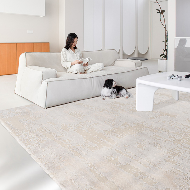 梦雯 超柔地毯客厅2023新款奶油风高级轻奢高端暖米色撸猫感卧室床尾 734元