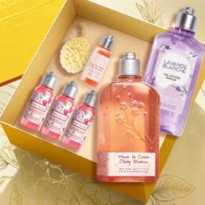 PLUS会员：LOCCITANE 欧舒丹 身体沐浴套装 樱花250ml+白薰250ml 赠沐浴啫喱260ml+沐