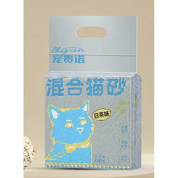 PLUS会员：宠贵诺 白茶混合猫砂 2.4kg*8包 52元