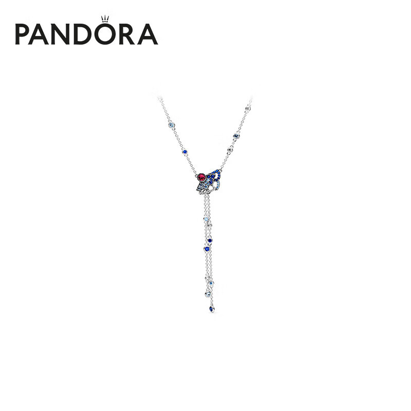 PANDORA 潘多拉 [新年礼物]蓝色扇子Y形项链项链套装925银蓝色个性简约生日礼