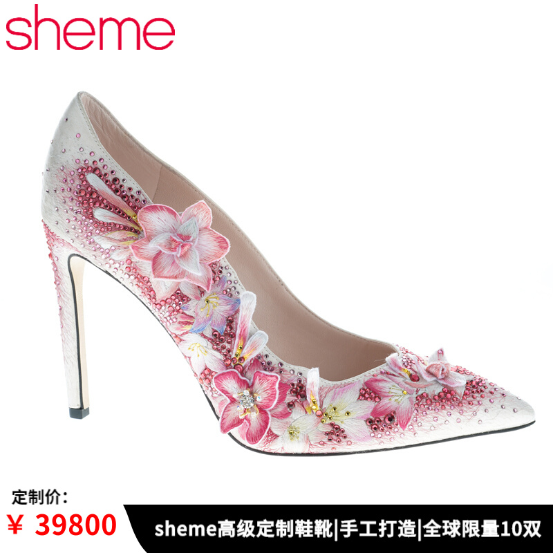 sheme 全球限量10双！《雪域传奇·顶冰花》高级宴会高跟女鞋刺绣 白色 尺码