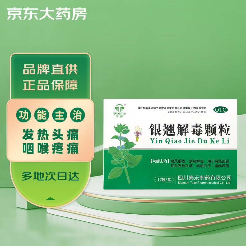 全泰 QUANTAI 银翘解毒颗粒 15g*12袋 清热解毒 用于风热感冒 发热头痛 咳嗽口