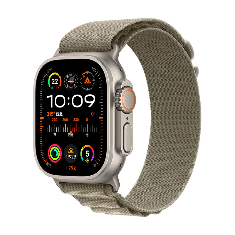 30日0点：Apple 苹果 Watch Ultra2 智能手表 GPS+蜂窝版 49mm 钛金属原色表壳 橄榄