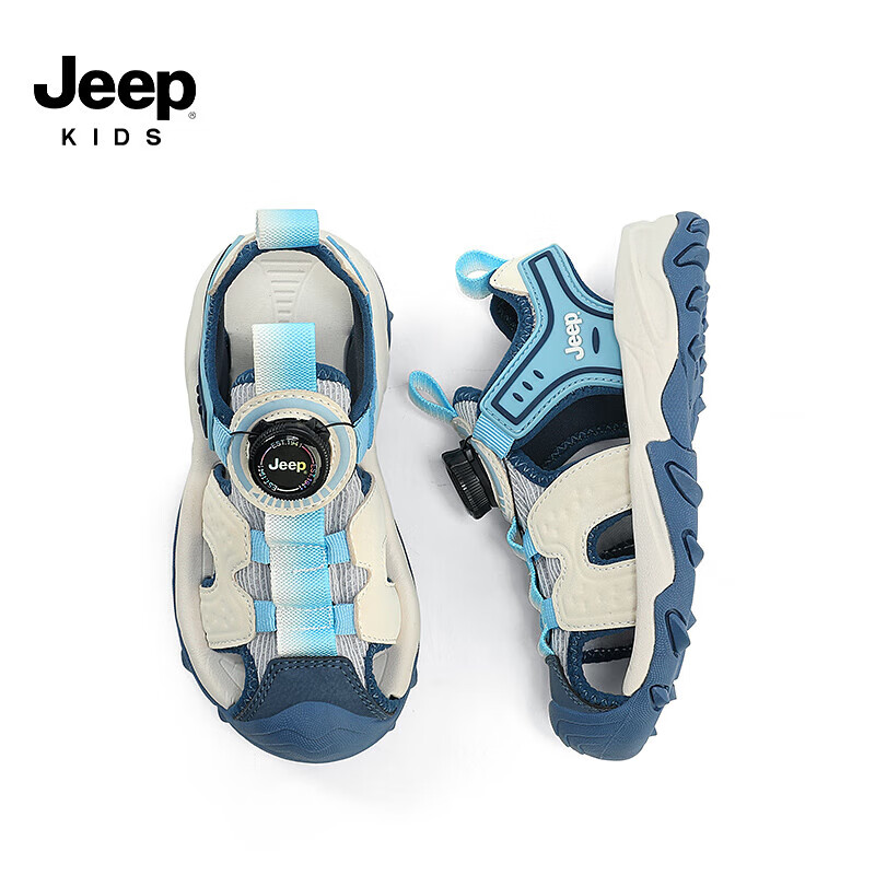 Jeep 吉普 儿童凉鞋夏季新款防滑轻便透气 白/蓝 88.4元（需用券）