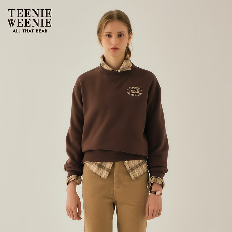 TEENIE WEENIE 小熊卡通卫衣女2024冬季新款女卫衣 棕色 165/M 298.5元