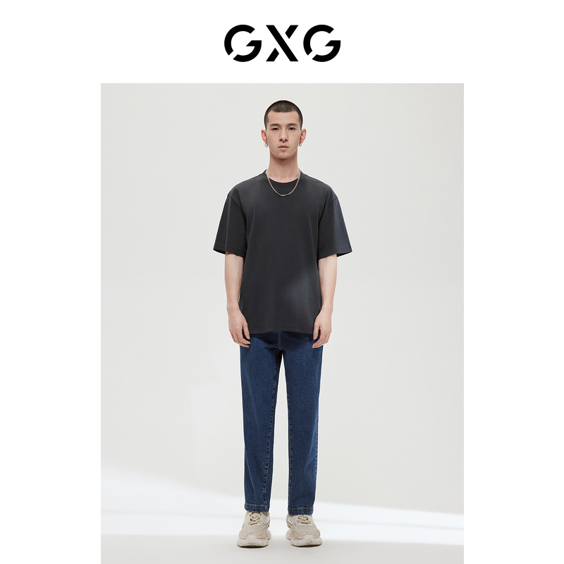 GXG 男装 商场同款费尔岛系列宽松锥型牛仔裤 2022年冬季新品 100元