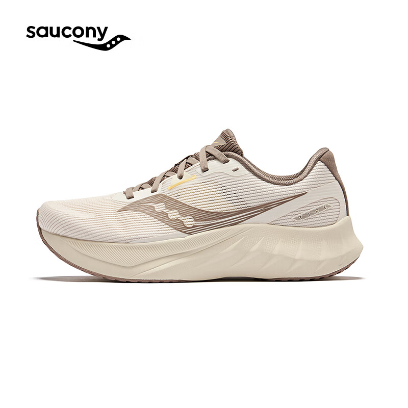 saucony 索康尼 浪潮2跑鞋男夏季透气跑步鞋减震进阶训练运动鞋子TIDE2 米咖啡