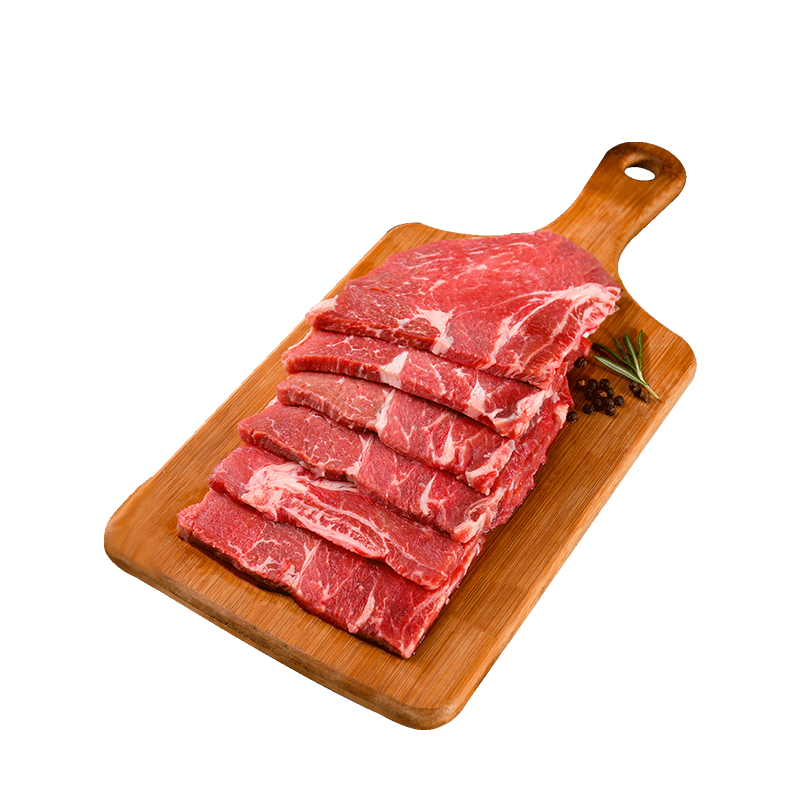PLus会员，淳鲜四季 草饲原切上脑牛排片1kg 薄切牛排 进口小公牛肉冷冻生鲜