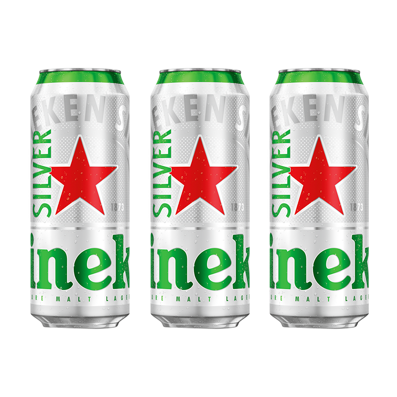 再降价，pLus会员，喜力星银500ml*3听 喜力啤酒Heineken Silver 9.8元