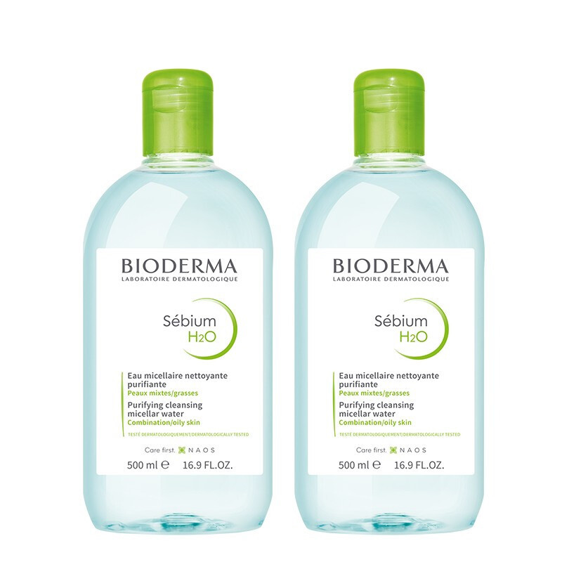 BIODERMA 贝德玛 绿水500ml*2净妍控油洁肤液卸妆水卸眼唇卸防晒 132元