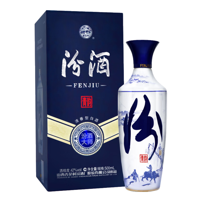 PLUS会员：汾酒 青花汾酒系列 汾酒大师 青韵 42﹪vol 清香型白酒 500ml 单瓶装 