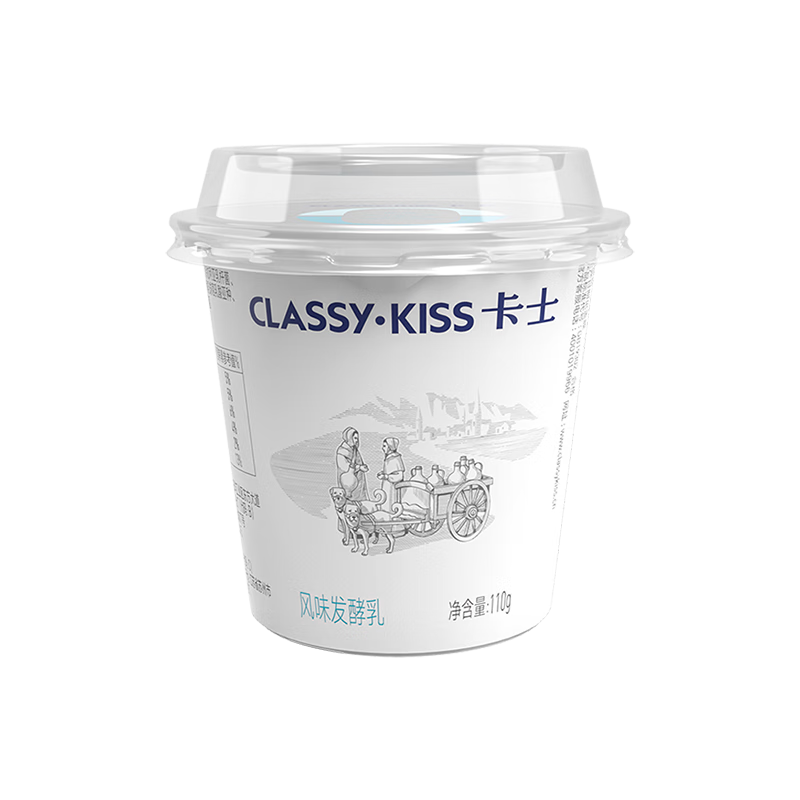 卡士CLASSY·KISS 110g风味发酵乳 7种乳酸菌 卡士0添加110g（原味）*18杯 55.9元（