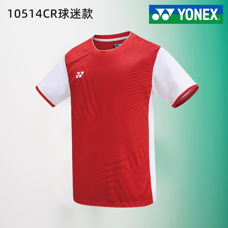 YONEX 尤尼克斯 2023新款羽毛球服男款女国家队大赛速干短袖yy运动服 宝红10514