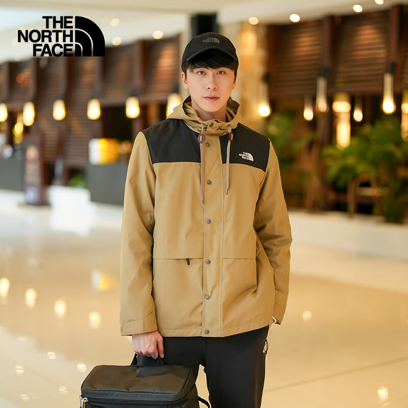 THE NORTH FACE 北面 防风夹克男女同款防泼水外套户外保暖春季|81NO PLX/卡其色 M