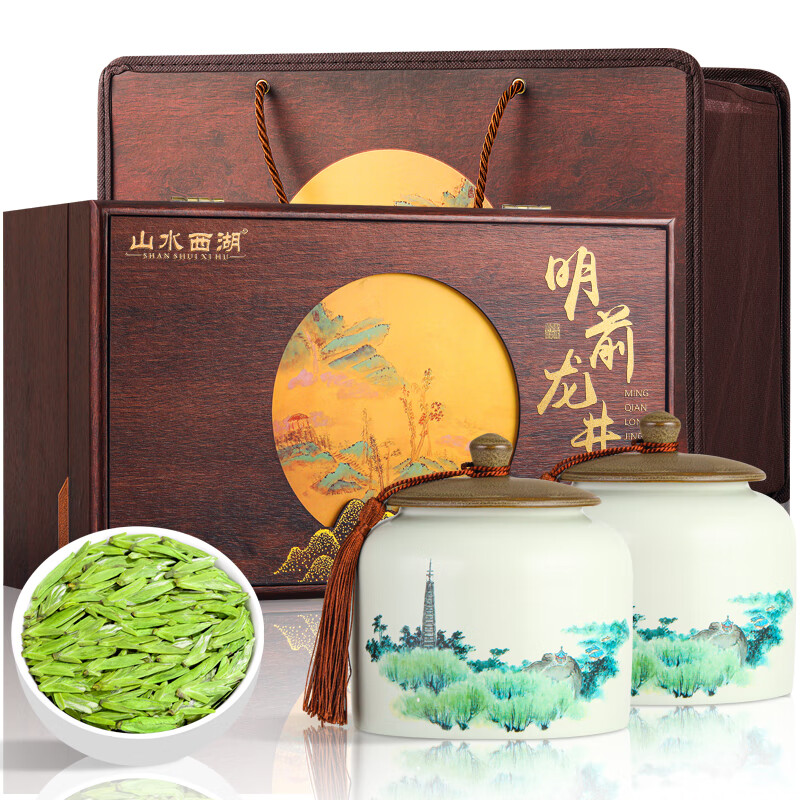 移动端、京东百亿补贴：山水西湖 龙井茶特级250g2024明前新茶嫩芽礼盒装茶