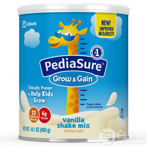美国雅培 PediaSure 小安素助成长婴幼儿营养奶粉 香草味 400g*6罐新低433.37元