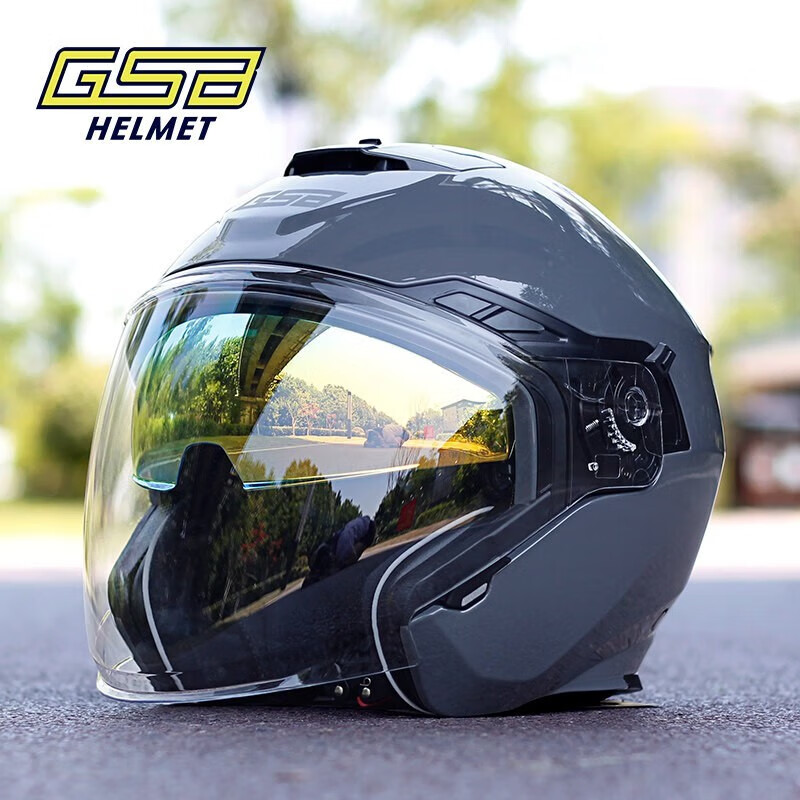 GSB 国仕邦 头盔摩托车头盔机车夏季双镜片3C认证四分之三G263半盔个性酷四