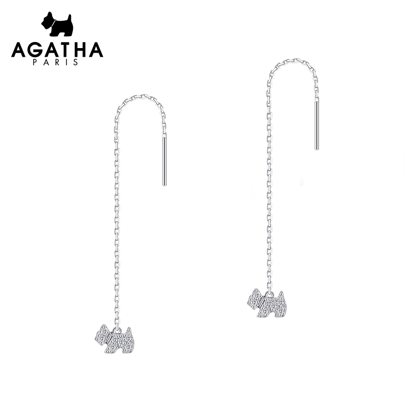AGATHA 瑷嘉莎925银系列小狗闪石耳链设计高级感耳饰 183元（需用券）