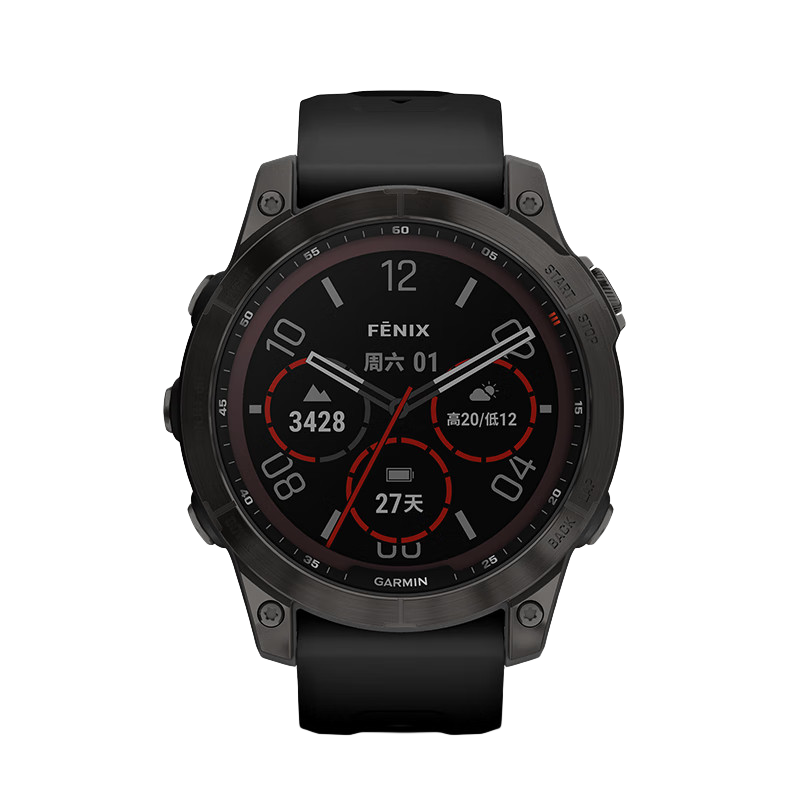 限地区：GARMIN 佳明 Fenix 7 运动手表 010-02540-28 碳黑色 42mm DLC旗舰版 4233元包