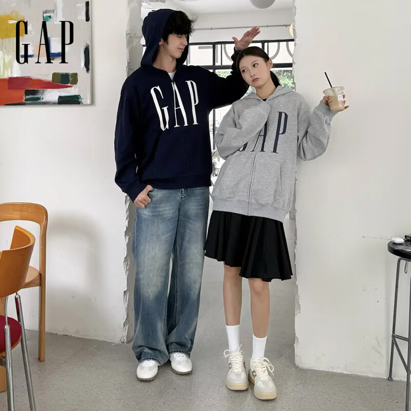 Gap 1SS623907logo胶印抓绒连帽开衫 灰色 男士卫衣 129元 - 线报酷