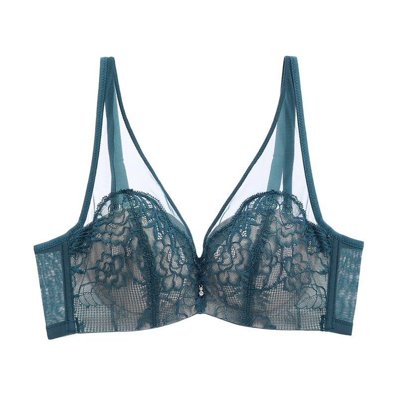 欧迪芬 薄款文胸女士内衣蕾丝网纱薄杯大罩杯胸罩软钢圈上托大码 24.5元（