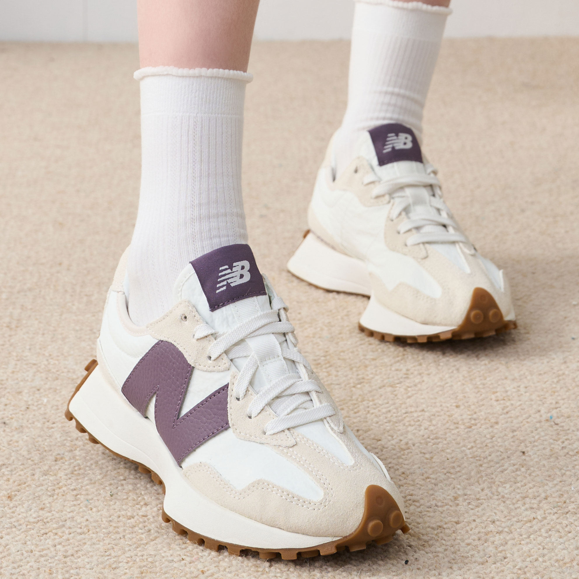 new balance NB官方2021新款中性款327系列MS327FE经典百搭休闲鞋 米灰色/白色 MS327F