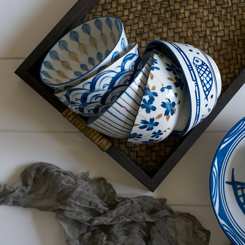 景德镇陶瓷日式创意泡面碗碗筷套装7.5英寸汤碗沙拉碗家用8寸面碗 13.2元