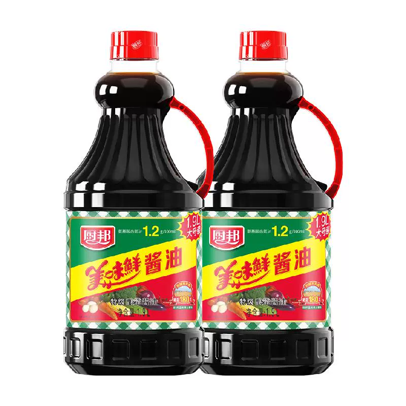 厨邦 美味鲜酱油1.9L*2瓶特级生抽酿造炒菜蒸鱼凉拌调味品调料 ￥36